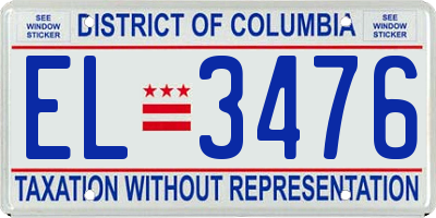 DC license plate EL3476