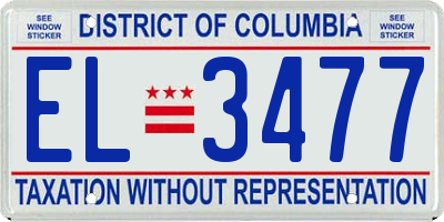 DC license plate EL3477