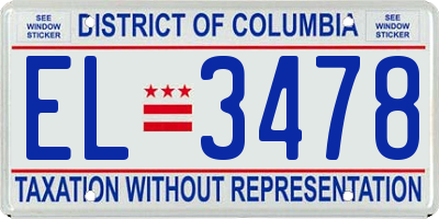 DC license plate EL3478