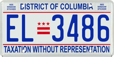 DC license plate EL3486