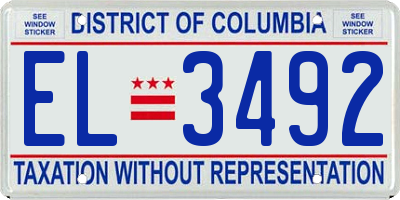 DC license plate EL3492