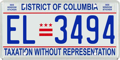 DC license plate EL3494