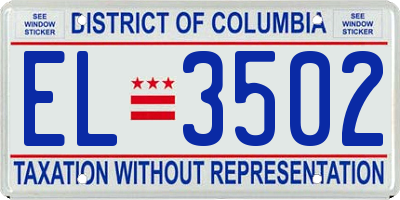 DC license plate EL3502