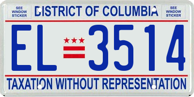 DC license plate EL3514