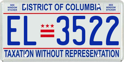 DC license plate EL3522