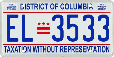 DC license plate EL3533