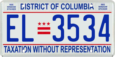 DC license plate EL3534