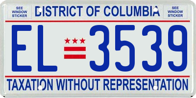 DC license plate EL3539