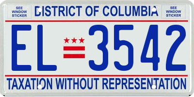 DC license plate EL3542