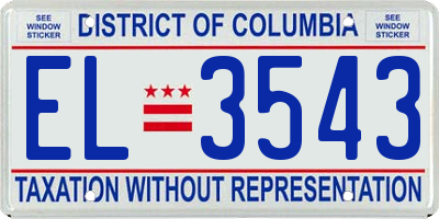 DC license plate EL3543