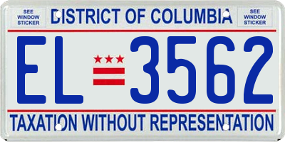 DC license plate EL3562