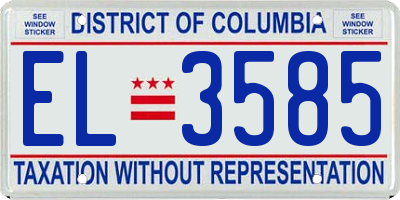 DC license plate EL3585