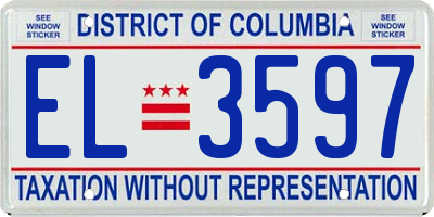 DC license plate EL3597