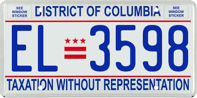 DC license plate EL3598