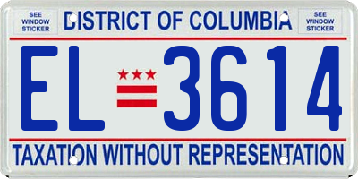 DC license plate EL3614