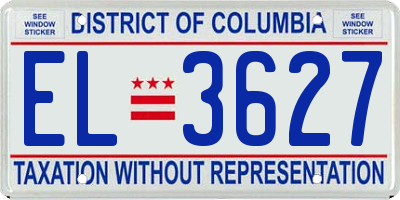 DC license plate EL3627