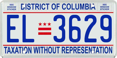 DC license plate EL3629