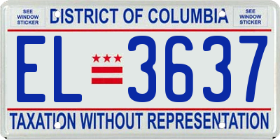 DC license plate EL3637