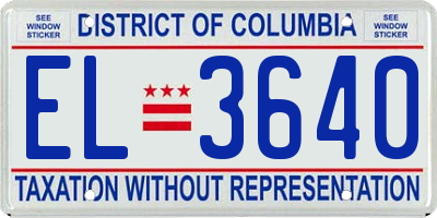 DC license plate EL3640