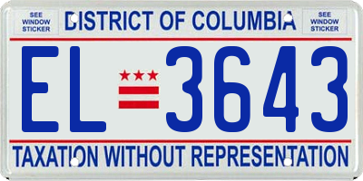 DC license plate EL3643