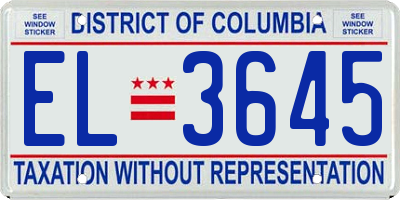 DC license plate EL3645