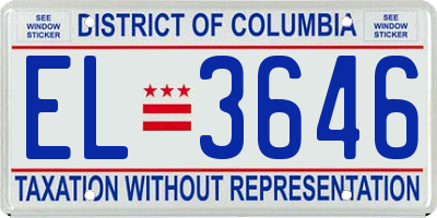 DC license plate EL3646