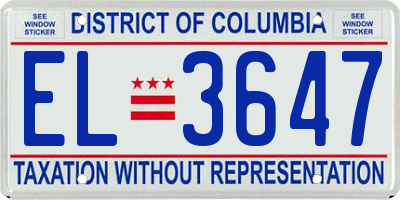 DC license plate EL3647