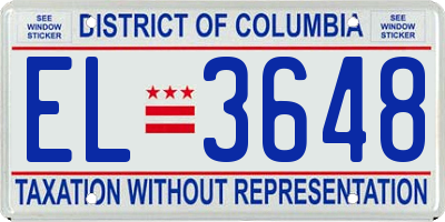 DC license plate EL3648