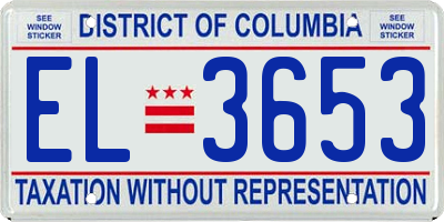 DC license plate EL3653