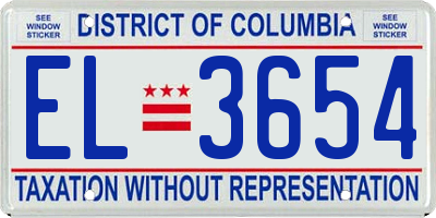 DC license plate EL3654