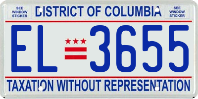 DC license plate EL3655