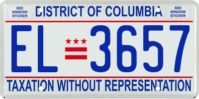 DC license plate EL3657