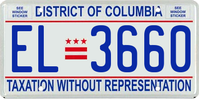 DC license plate EL3660