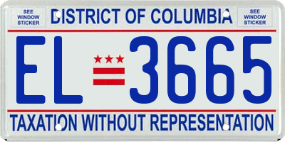 DC license plate EL3665