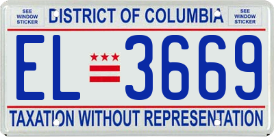 DC license plate EL3669