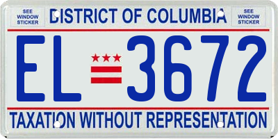 DC license plate EL3672