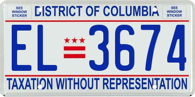 DC license plate EL3674