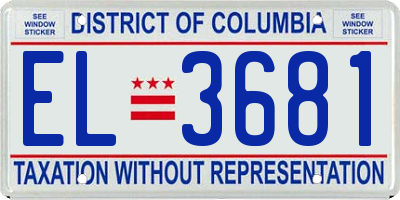 DC license plate EL3681