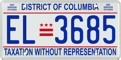 DC license plate EL3685