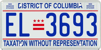 DC license plate EL3693