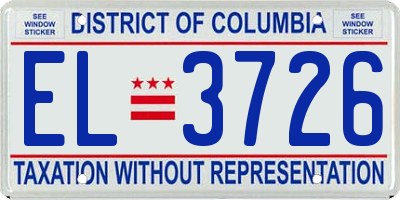 DC license plate EL3726