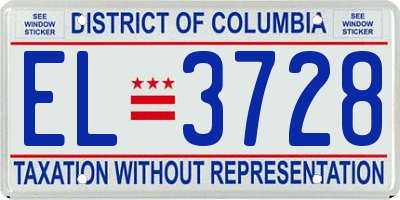 DC license plate EL3728