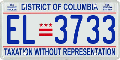 DC license plate EL3733