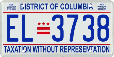 DC license plate EL3738