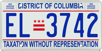 DC license plate EL3742