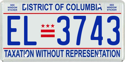 DC license plate EL3743