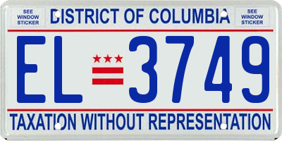 DC license plate EL3749