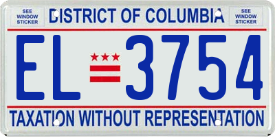 DC license plate EL3754