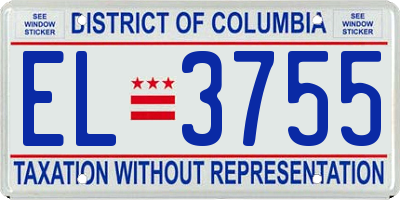 DC license plate EL3755