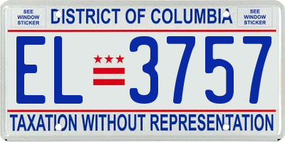 DC license plate EL3757